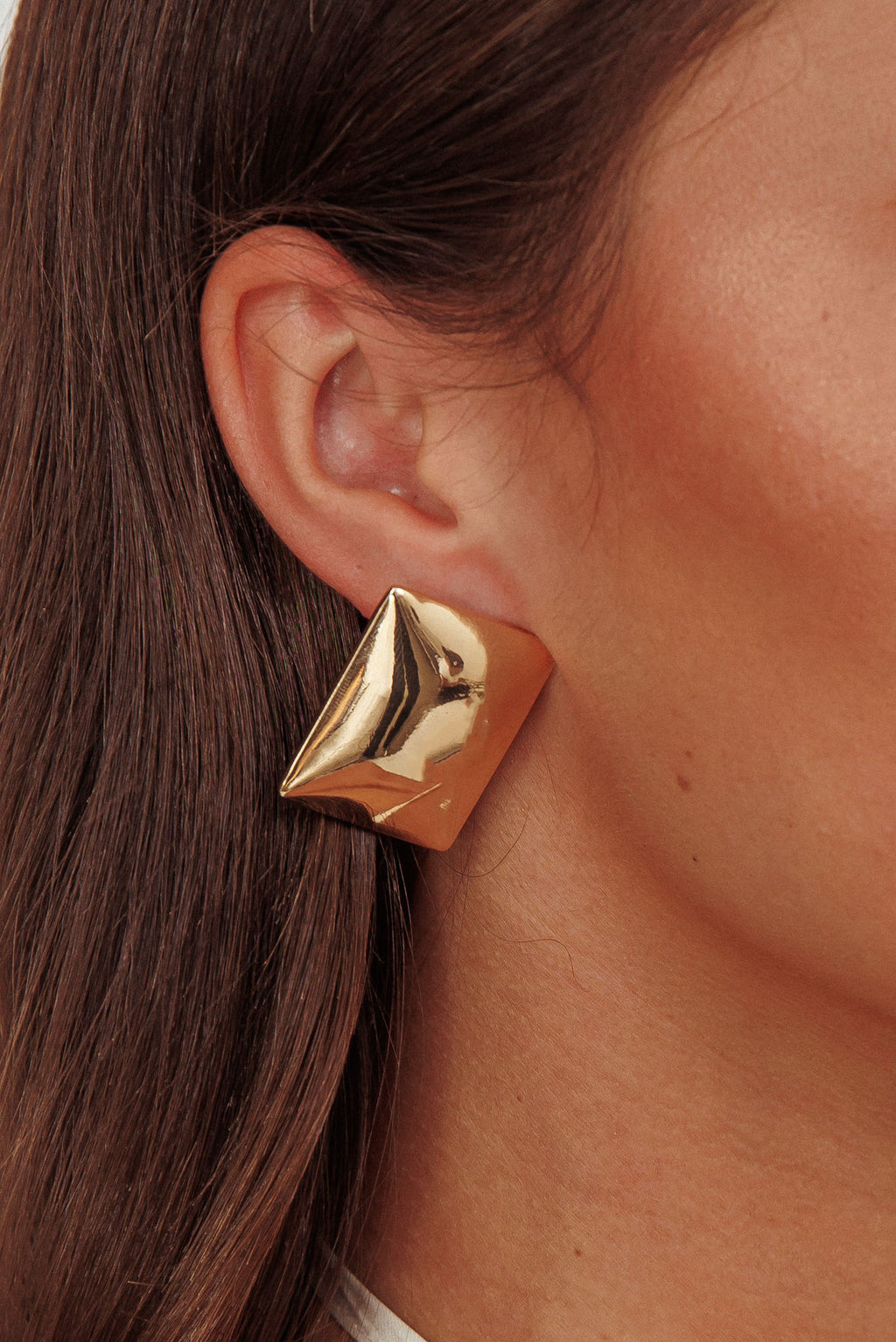Hendrix Rectangle Cabochon Earrings Gold by Selfie Leslie Australia