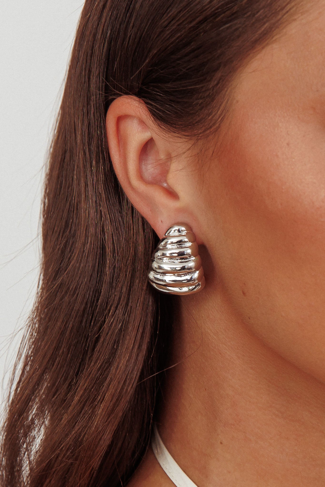Lune Ribbed Croissant Earrings Dark Silver by Selfie Leslie Australia