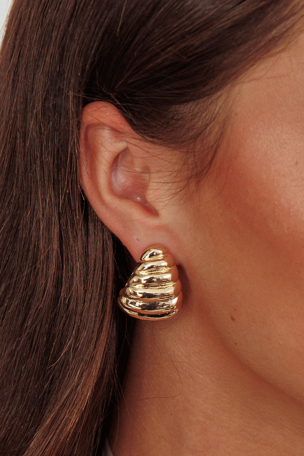 Lune Ridged Croissant Earrings Gold by Selfie Leslie Australia