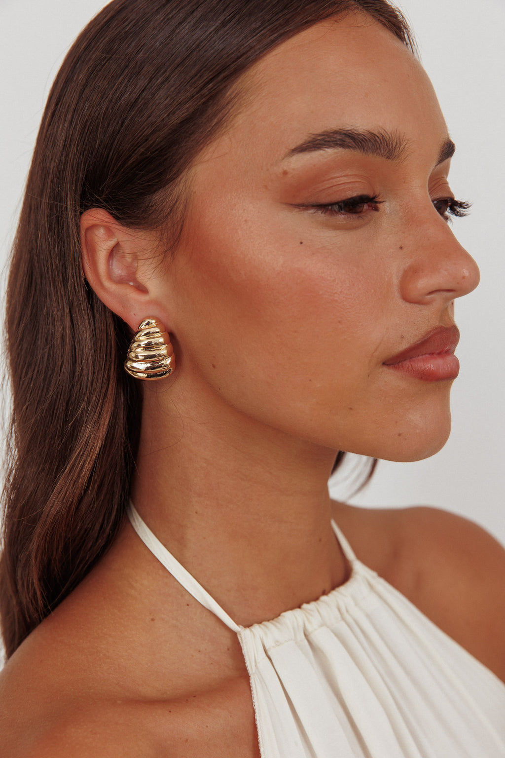 Lune Ridged Croissant Earrings Gold by Selfie Leslie Australia