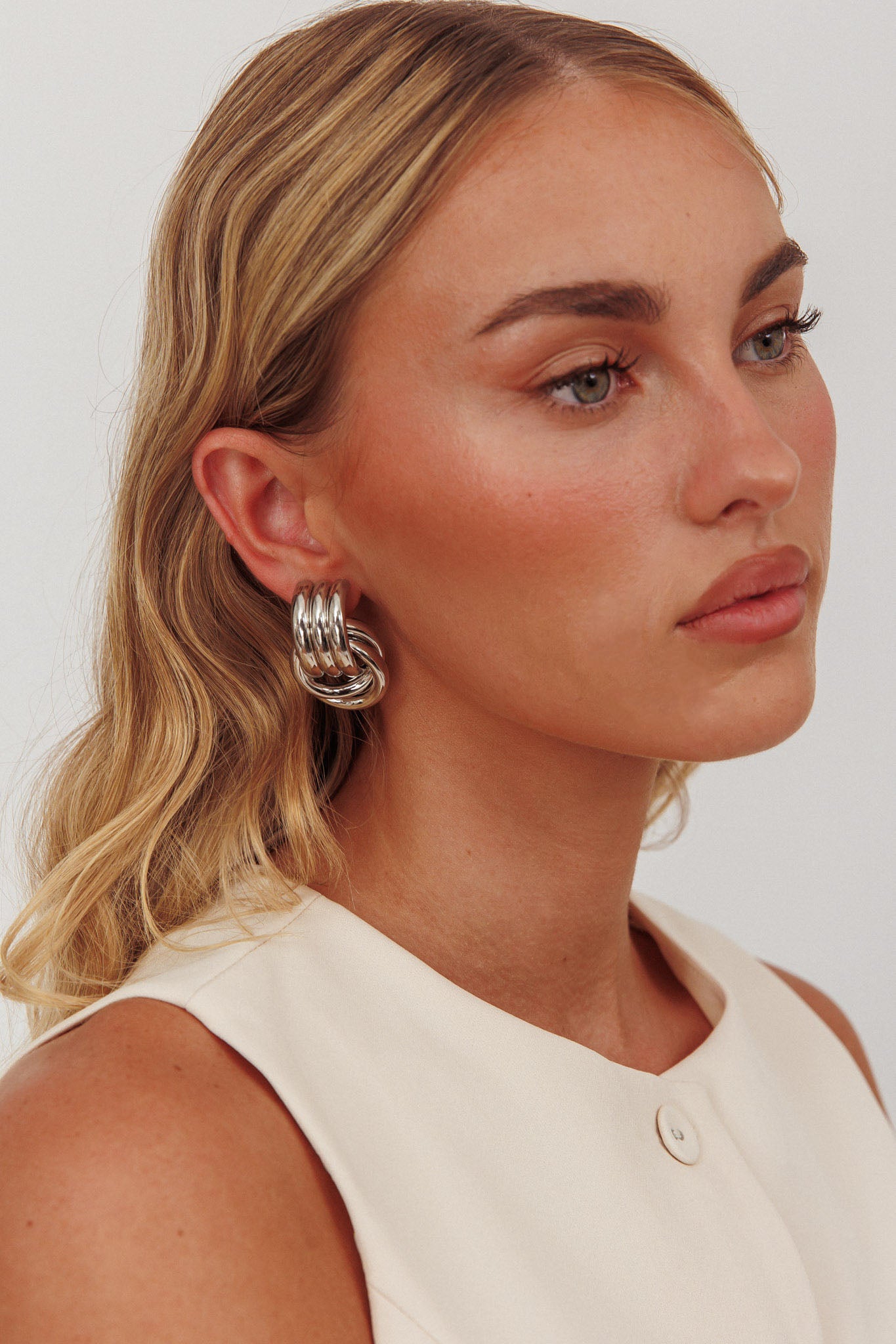Georgina Loop Earrings Dark Silver by Selfie Leslie Australia