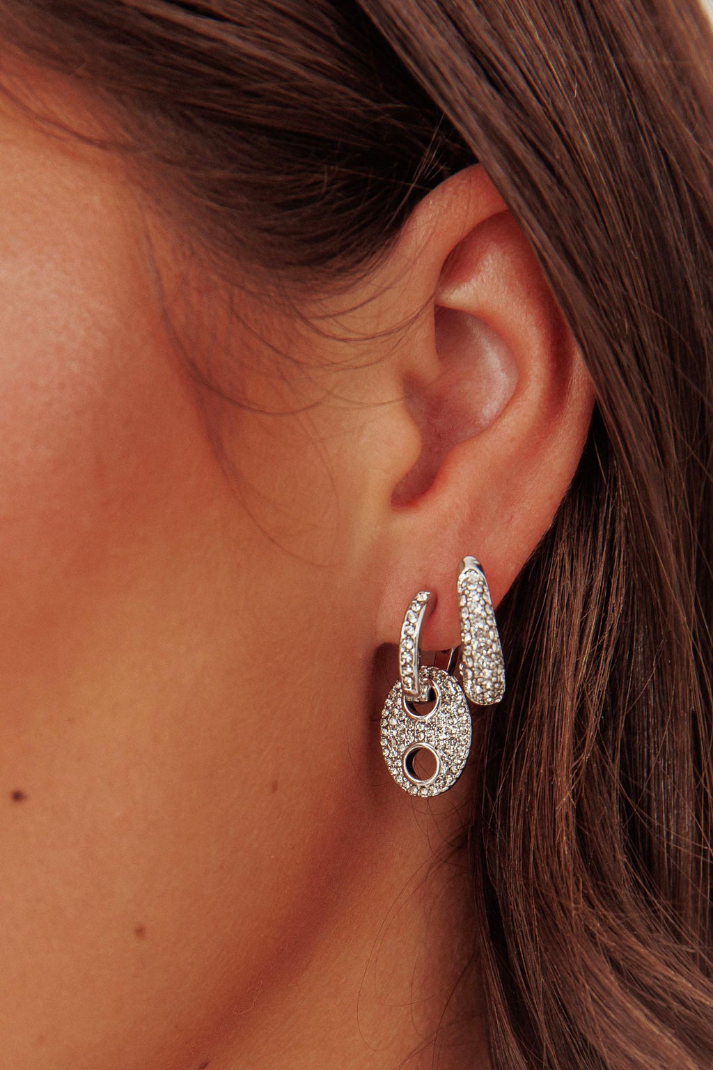 Tristan Earrings Set Silver Diamante by Selfie Leslie Australia