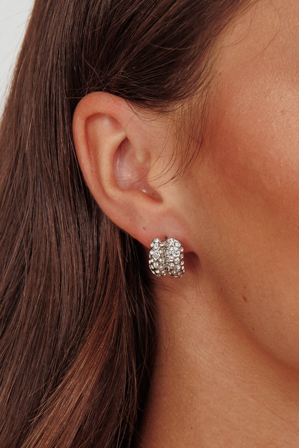 Eliza Pave Earrings Silver Diamante by Selfie Leslie Australia