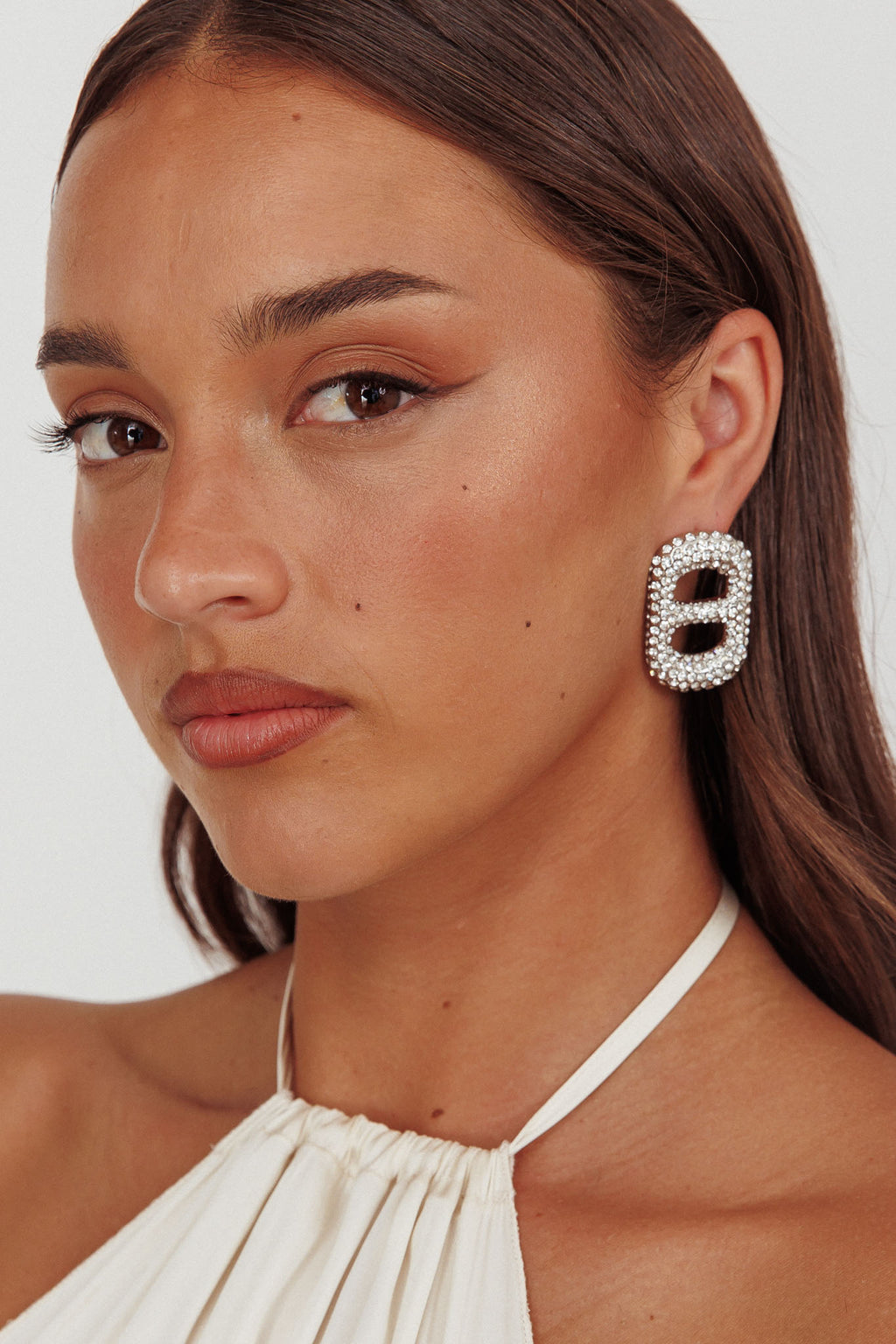 Glitz Pull Tab Earrings Silver Diamante by Selfie Leslie Australia