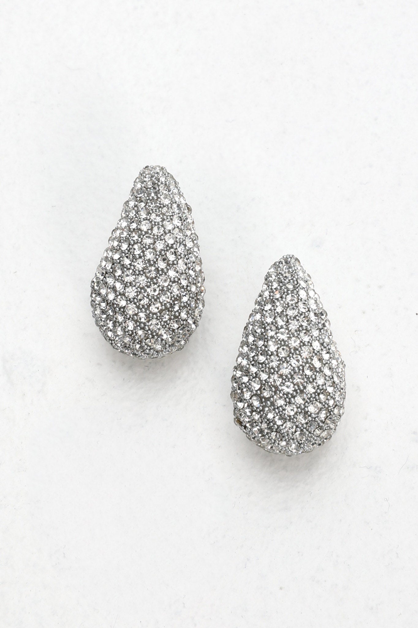 Nebula Pave Teardrop Earrings Silver Diamante by Selfie Leslie Australia