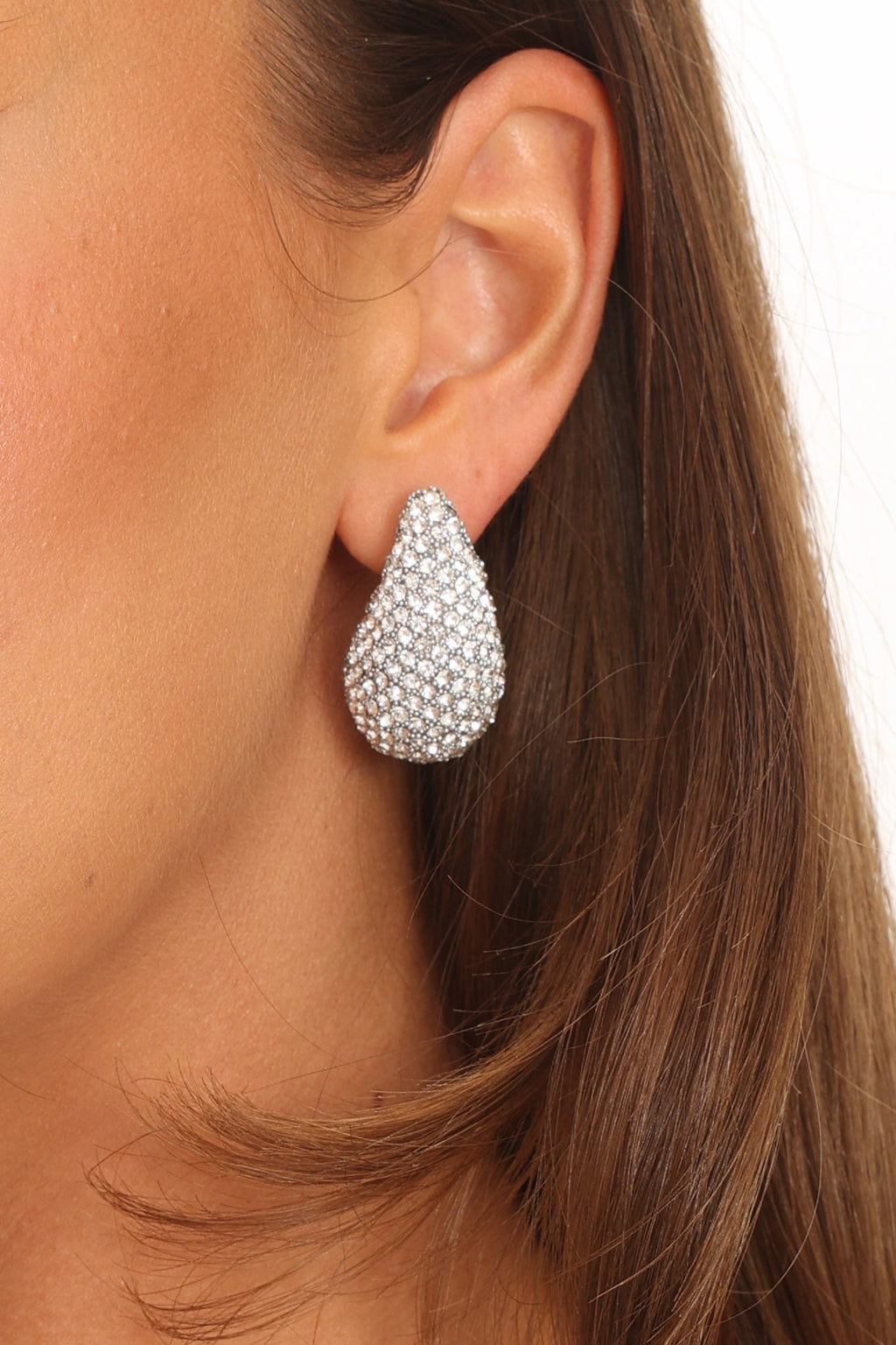 Nebula Pave Teardrop Earrings Silver Diamante by Selfie Leslie Australia