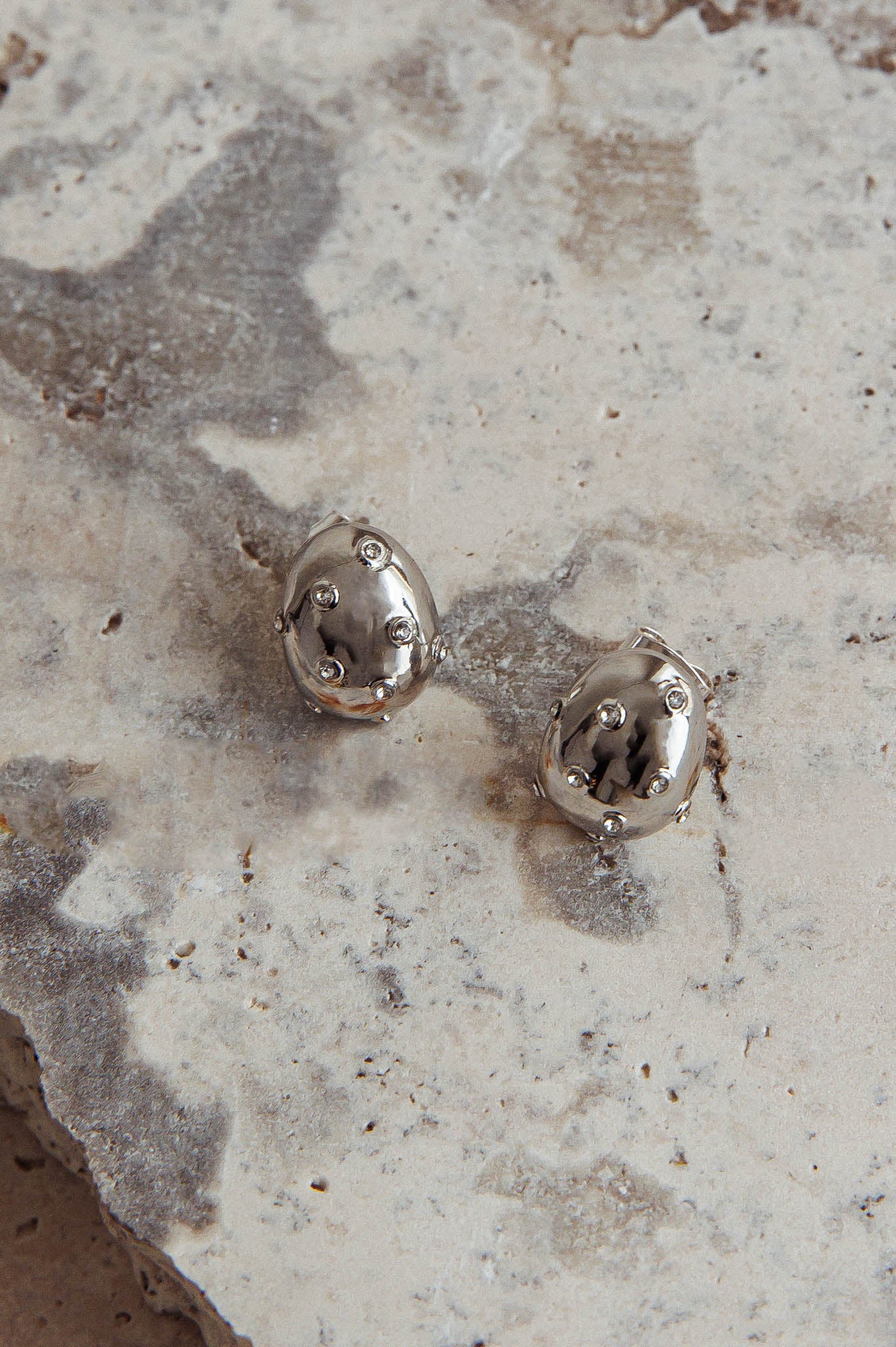 Billie Diamante Pebble Earrings Dark Silver by Selfie Leslie Australia