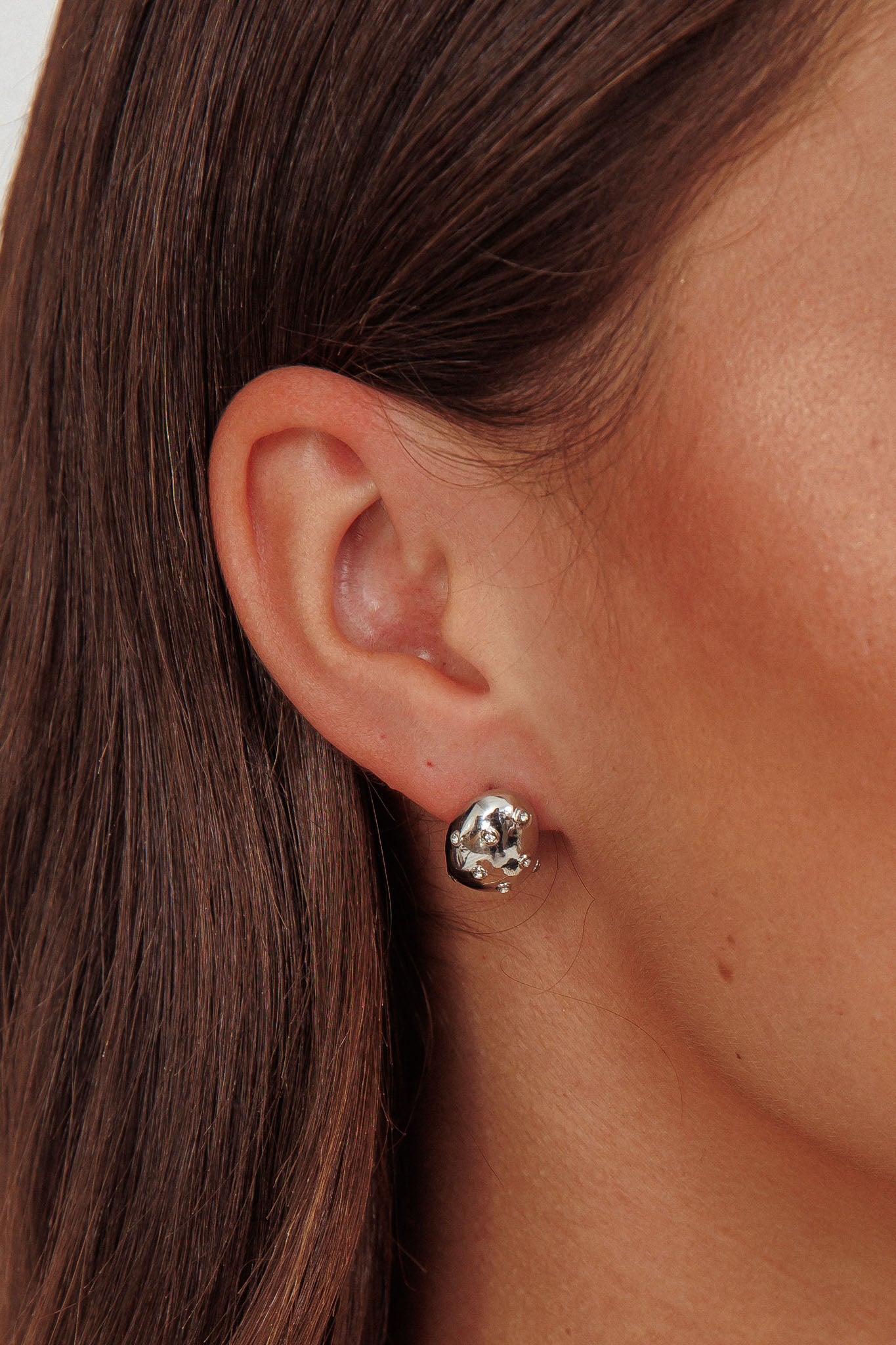 Billie Diamante Pebble Earrings Dark Silver by Selfie Leslie Australia