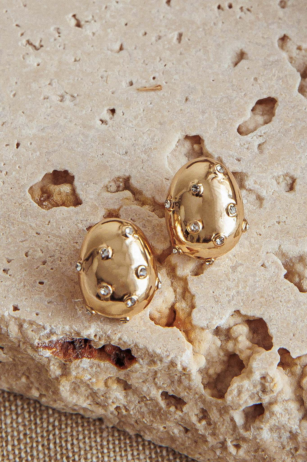 Billie Diamante Pebble Earrings Gold by Selfie Leslie Australia