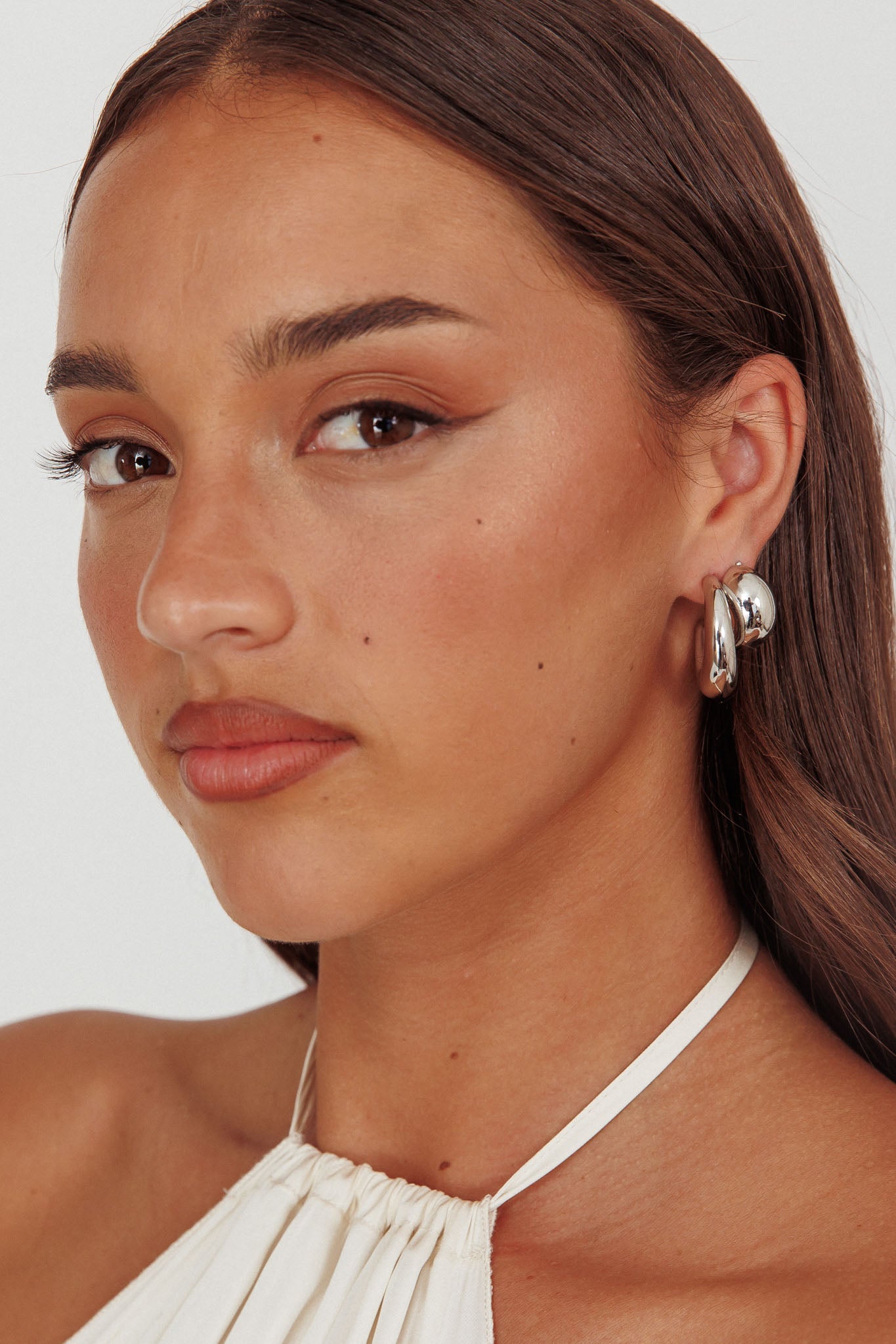 Anjelica Oval Earrings Dark Silver by Selfie Leslie Australia