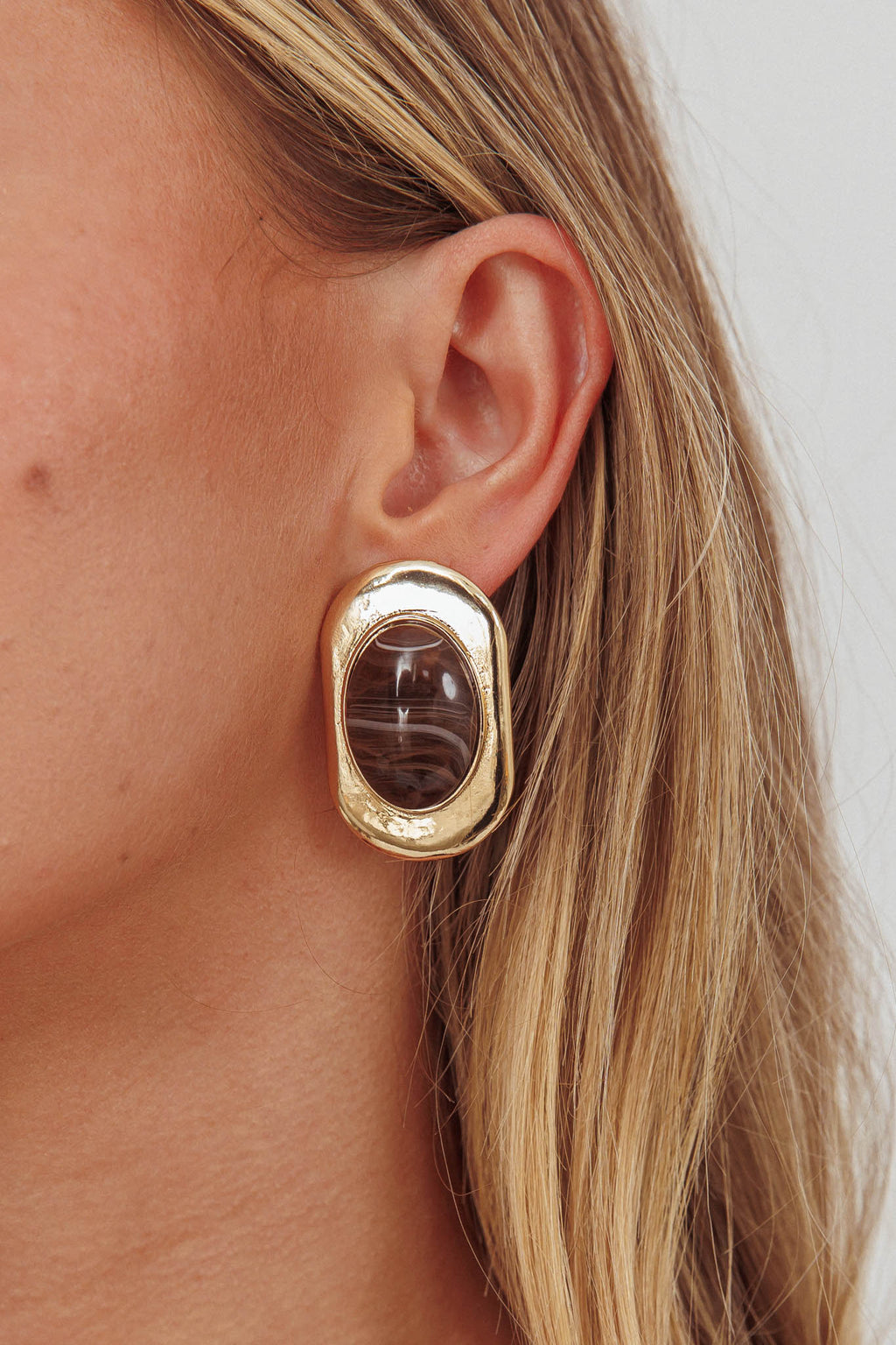 Tammy Squoval Cabochon Earrings Gold/Chocolate by Selfie Leslie Australia