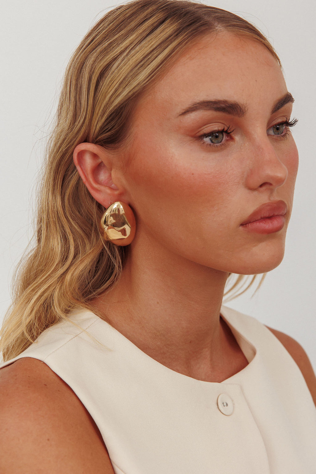 Sassie Irregular Pebble Earrings Gold by Selfie Leslie Australia