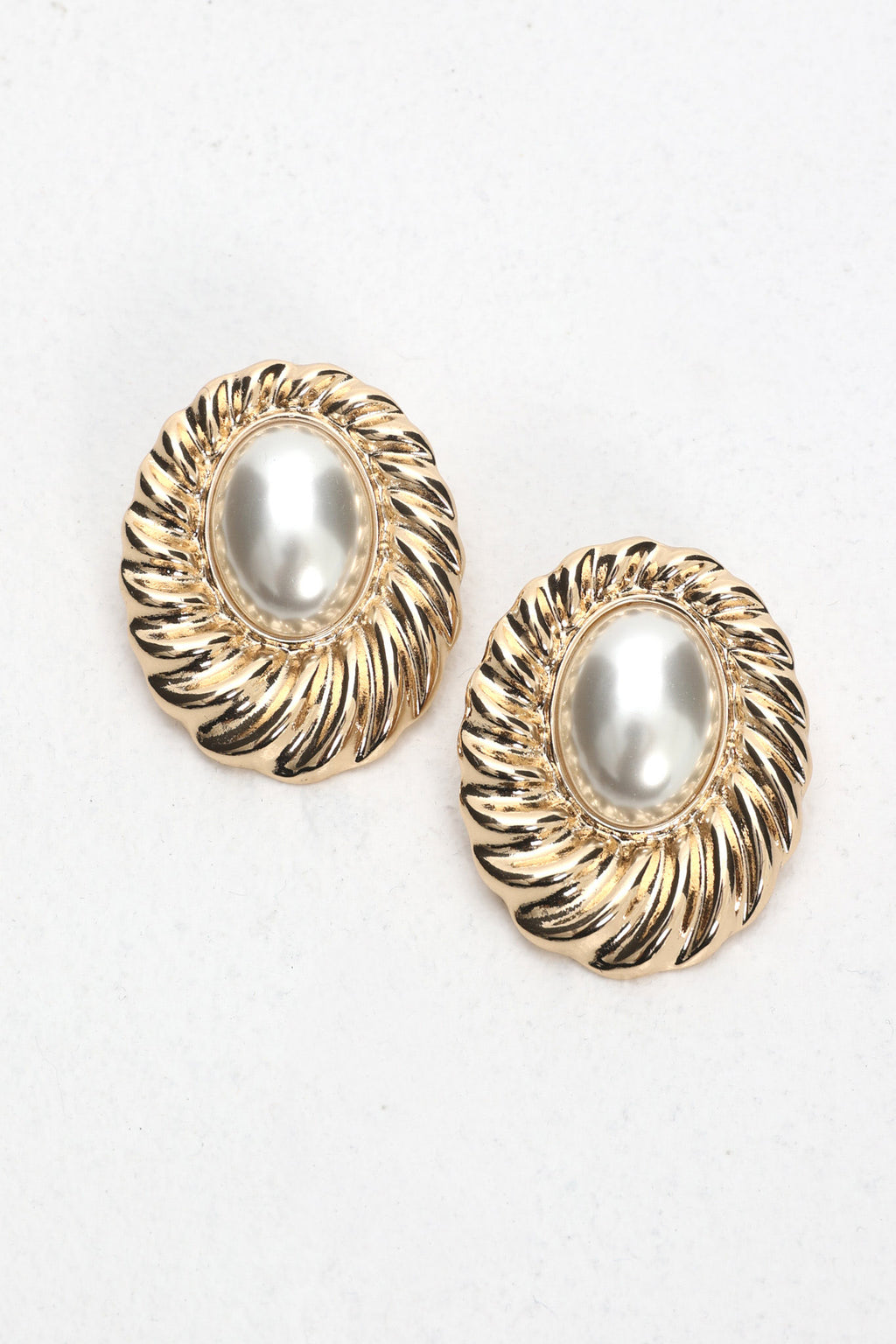 Nailah Pearl Cabochon Earrings Gold/Pearl by Selfie Leslie Australia