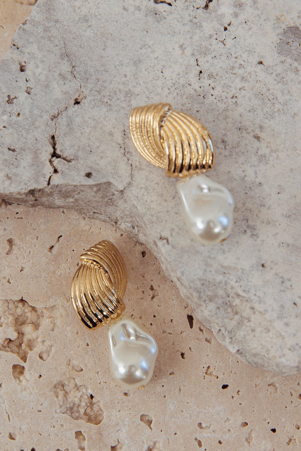 High Season Baroque Pearl Droplet Earrings Gold/Pearl by Selfie Leslie Australia