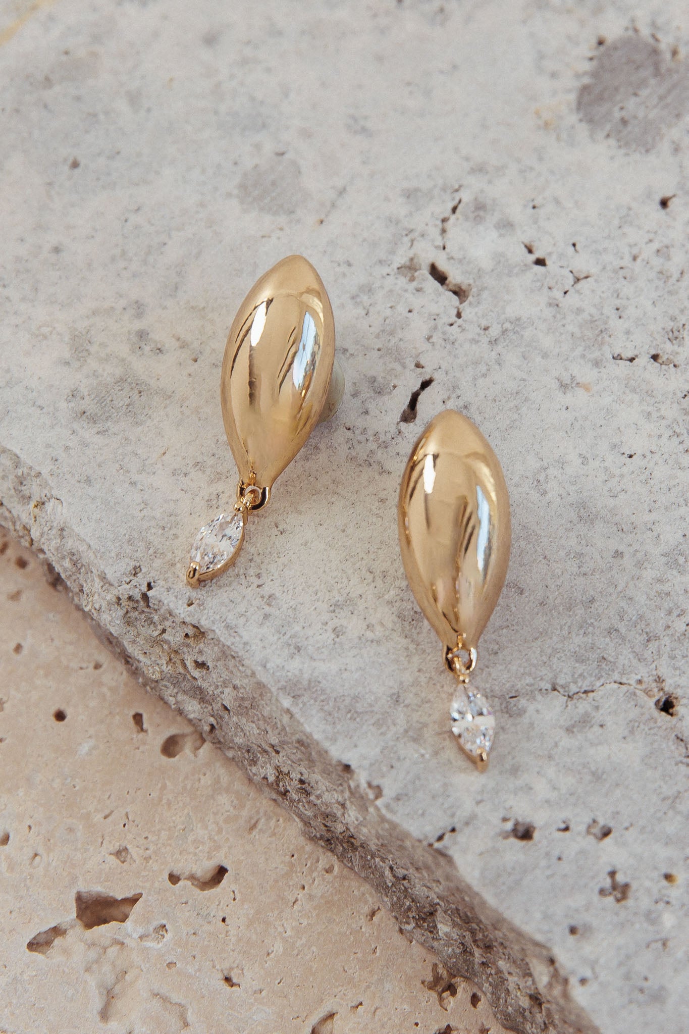 Tamieka Marquise Droplet Earrings Gold/Diamante by Selfie Leslie Australia