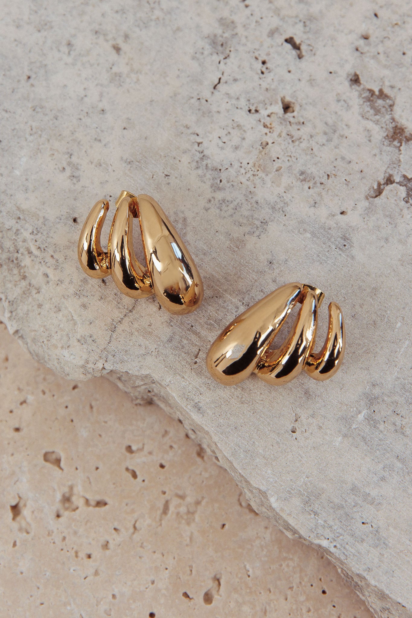 Lilly Ridged Earrings Gold by Selfie Leslie Australia