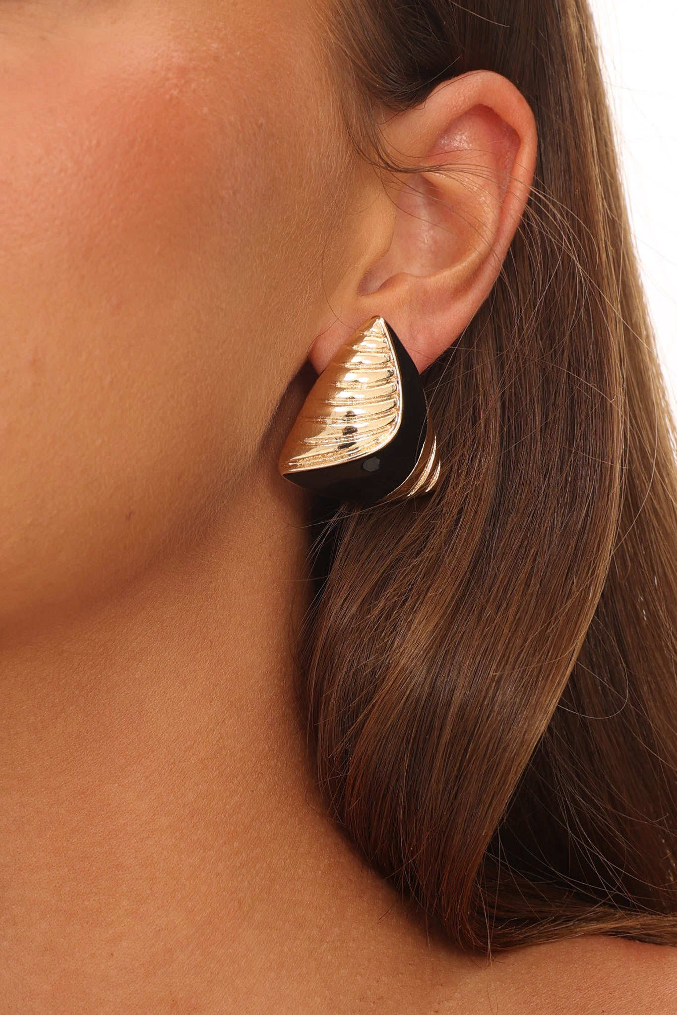Beverly Triangle Earrings Gold/Black by Selfie Leslie Australia