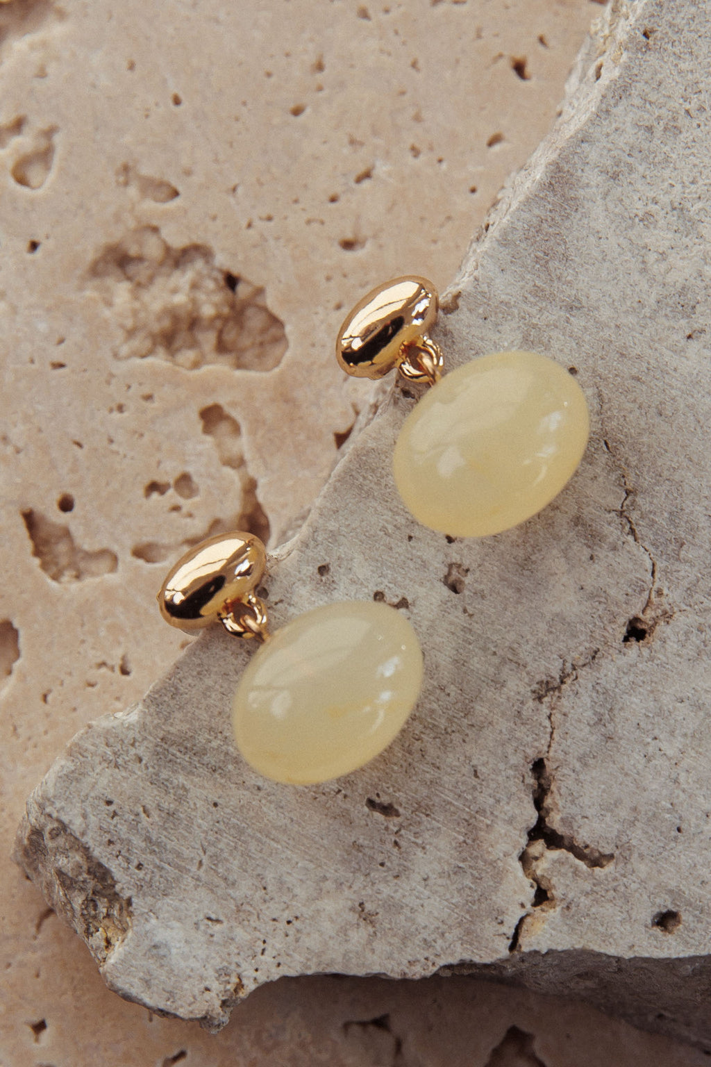 Love Song Oval Cabochon Earrings Gold/Ivory Tort by Selfie Leslie Australia