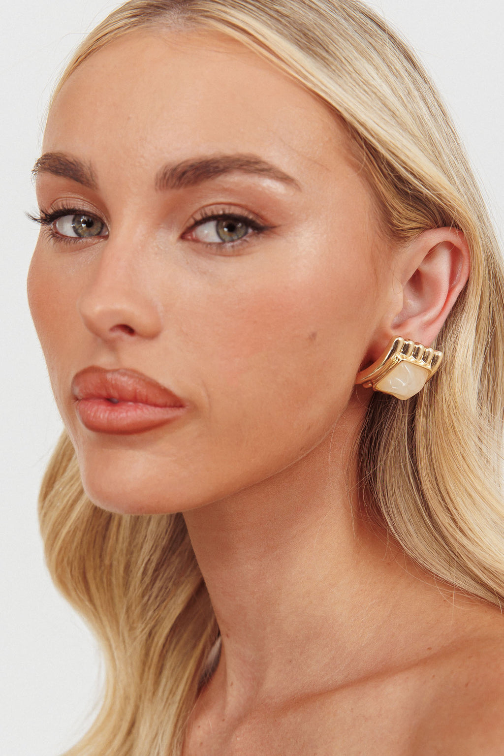 Silvia Geometric Earrings Gold/Ivory Tort by Selfie Leslie Australia