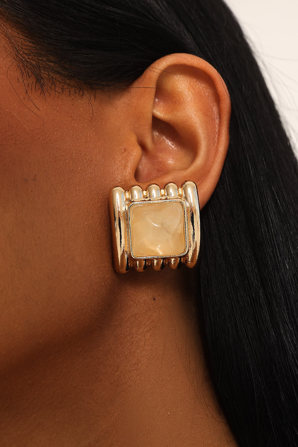 Silvia Geometric Earrings Gold/Ivory Tort by Selfie Leslie Australia