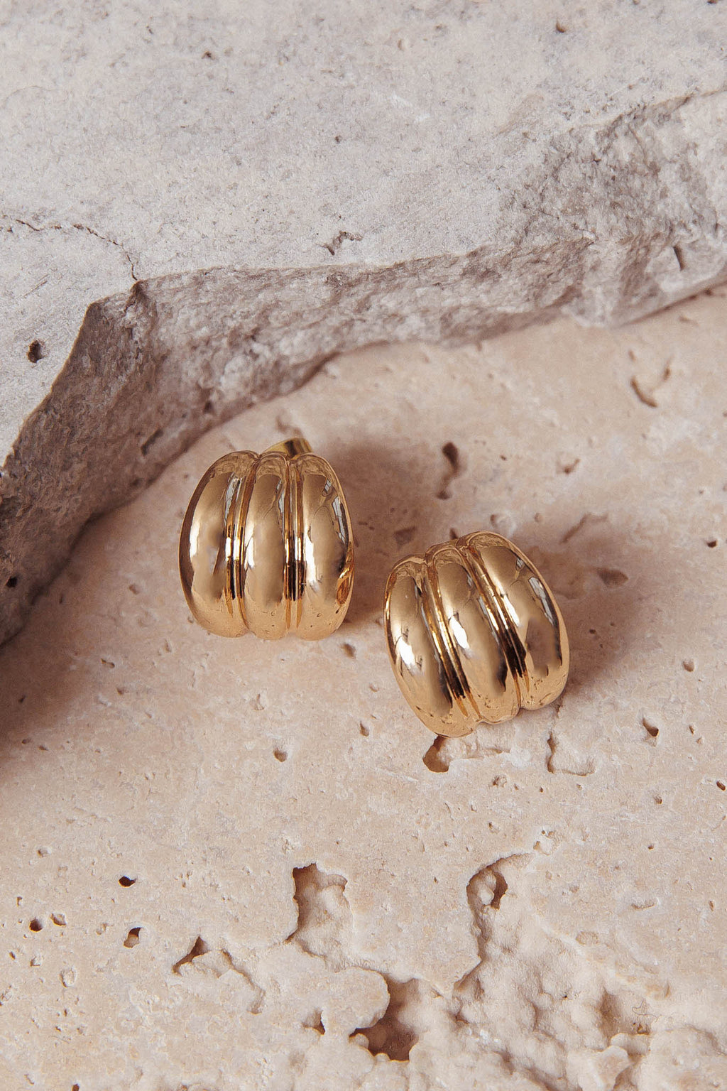 Melanie Ridged Earrings Gold by Selfie Leslie Australia