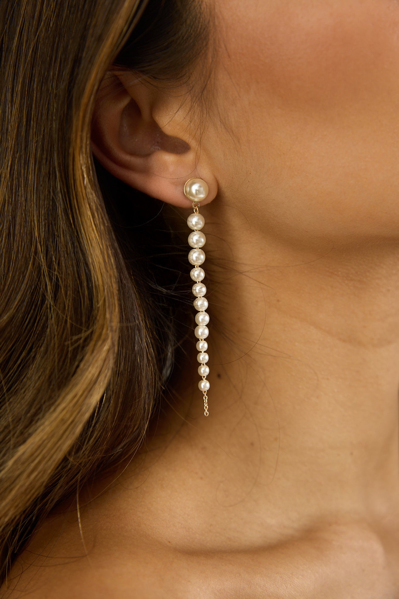 Micha Strand Drop Earrings Pearl by Selfie Leslie Australia