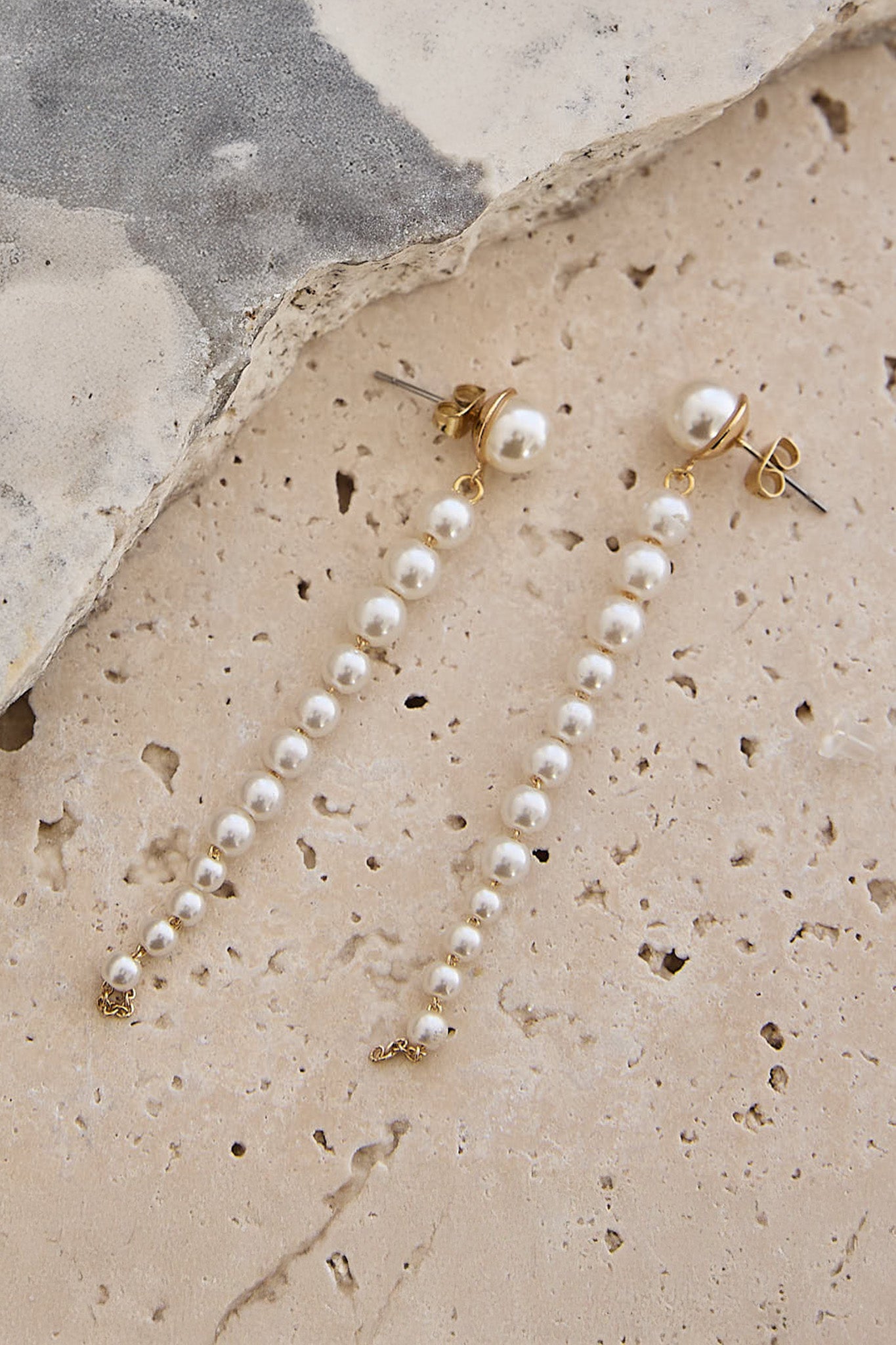 Micha Strand Drop Earrings Pearl by Selfie Leslie Australia
