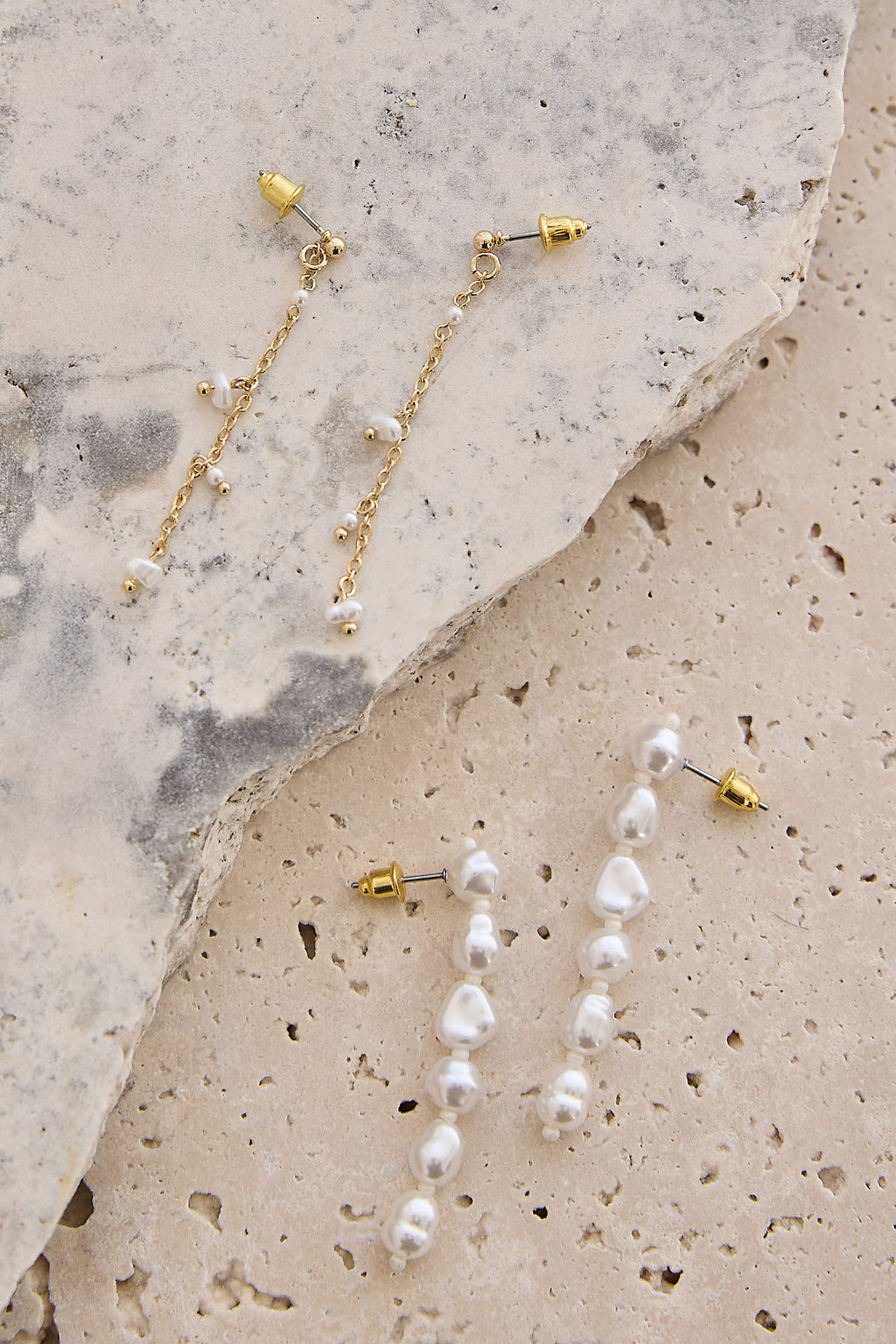 Marais Asymmetric Chain & Pearl Earrings Gold/Pearl by Selfie Leslie Australia