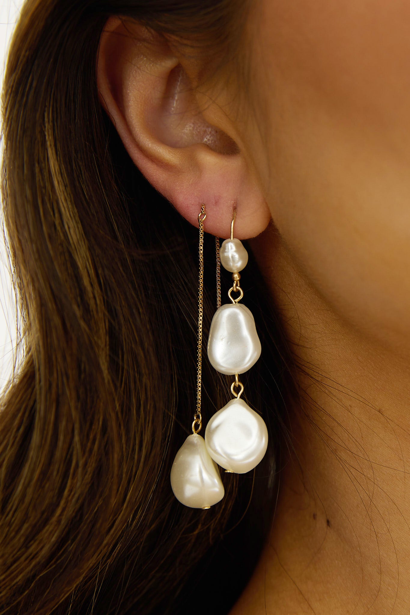 Ninette Faux Pearl Droplet Earrings Gold/Pearl by Selfie Leslie Australia