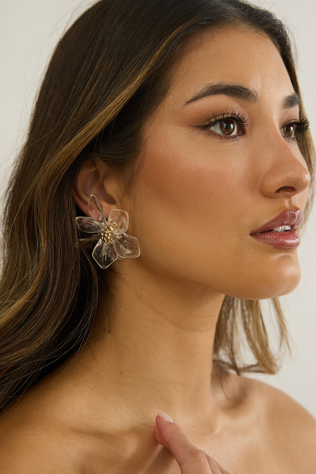 Monika Acrylic Flower Earrings Clear by Selfie Leslie Australia