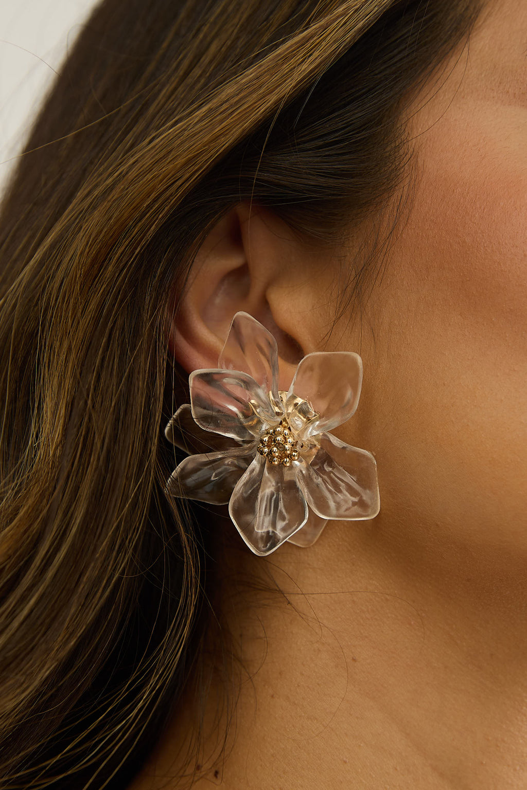 Monika Acrylic Flower Earrings Clear by Selfie Leslie Australia