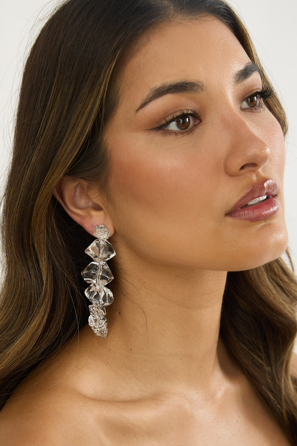 Venusa Irregular Bead Drop Earrings Clear by Selfie Leslie Australia