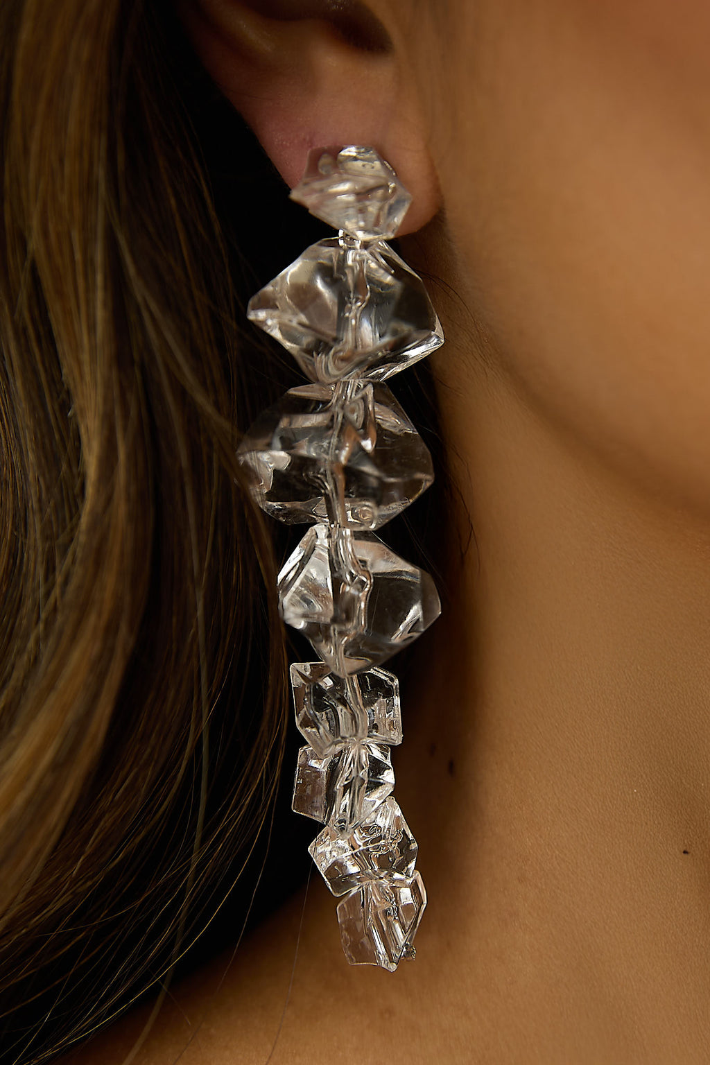 Venusa Irregular Bead Drop Earrings Clear by Selfie Leslie Australia