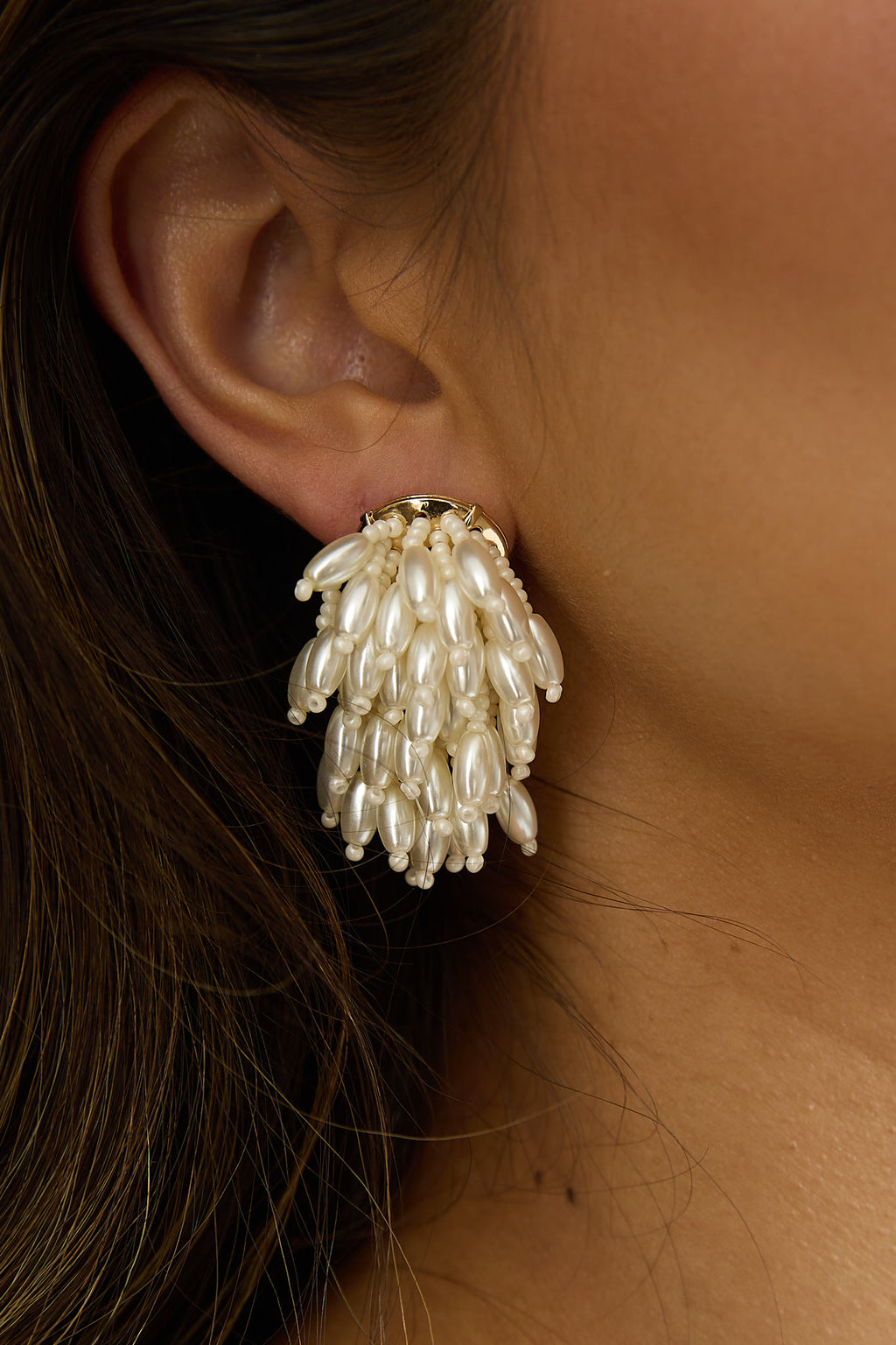 Rayn Cluster Earrings Pearl by Selfie Leslie Australia
