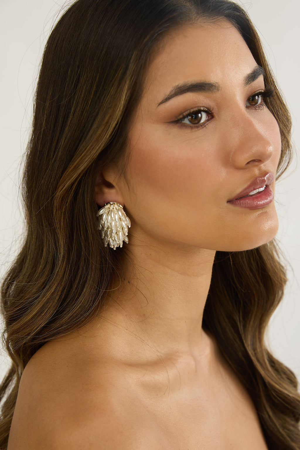 Rayn Cluster Earrings Pearl by Selfie Leslie Australia