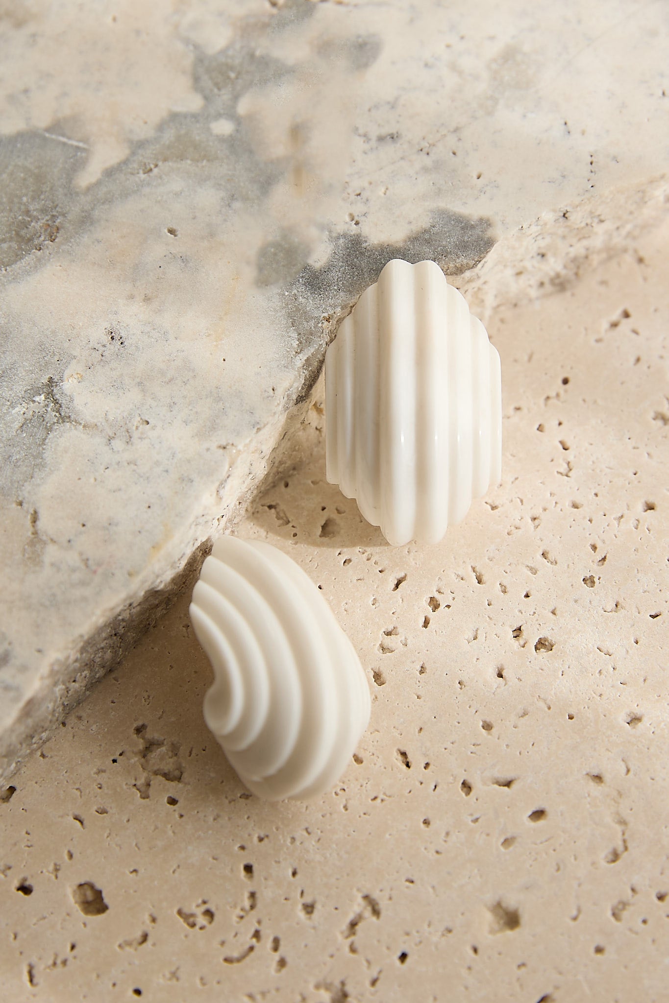 Wynter Ridged Geometric Earrings Ivory by Selfie Leslie Australia