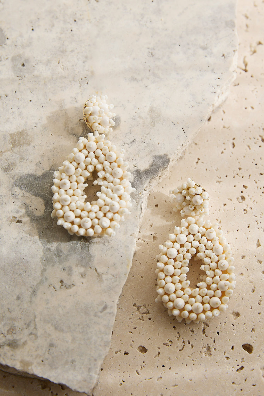Whisper Bead Embellished Drop Earrings Ivory by Selfie Leslie Australia