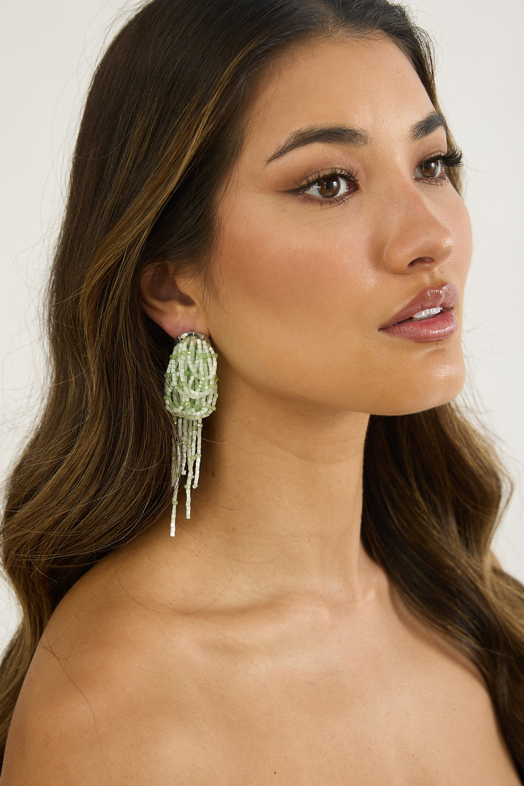 Andora Layered Tassel Bead Earrings Mint by Selfie Leslie Australia