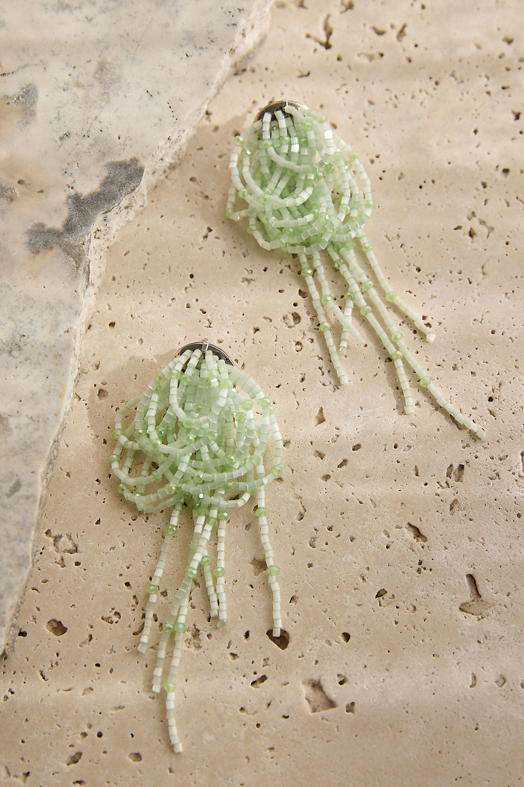 Andora Layered Tassel Bead Earrings Mint by Selfie Leslie Australia