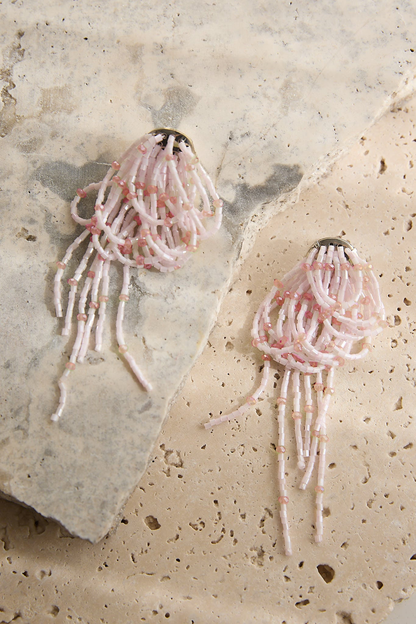 Andora Layered Tassel Bead Earrings Soft Pink by Selfie Leslie Australia
