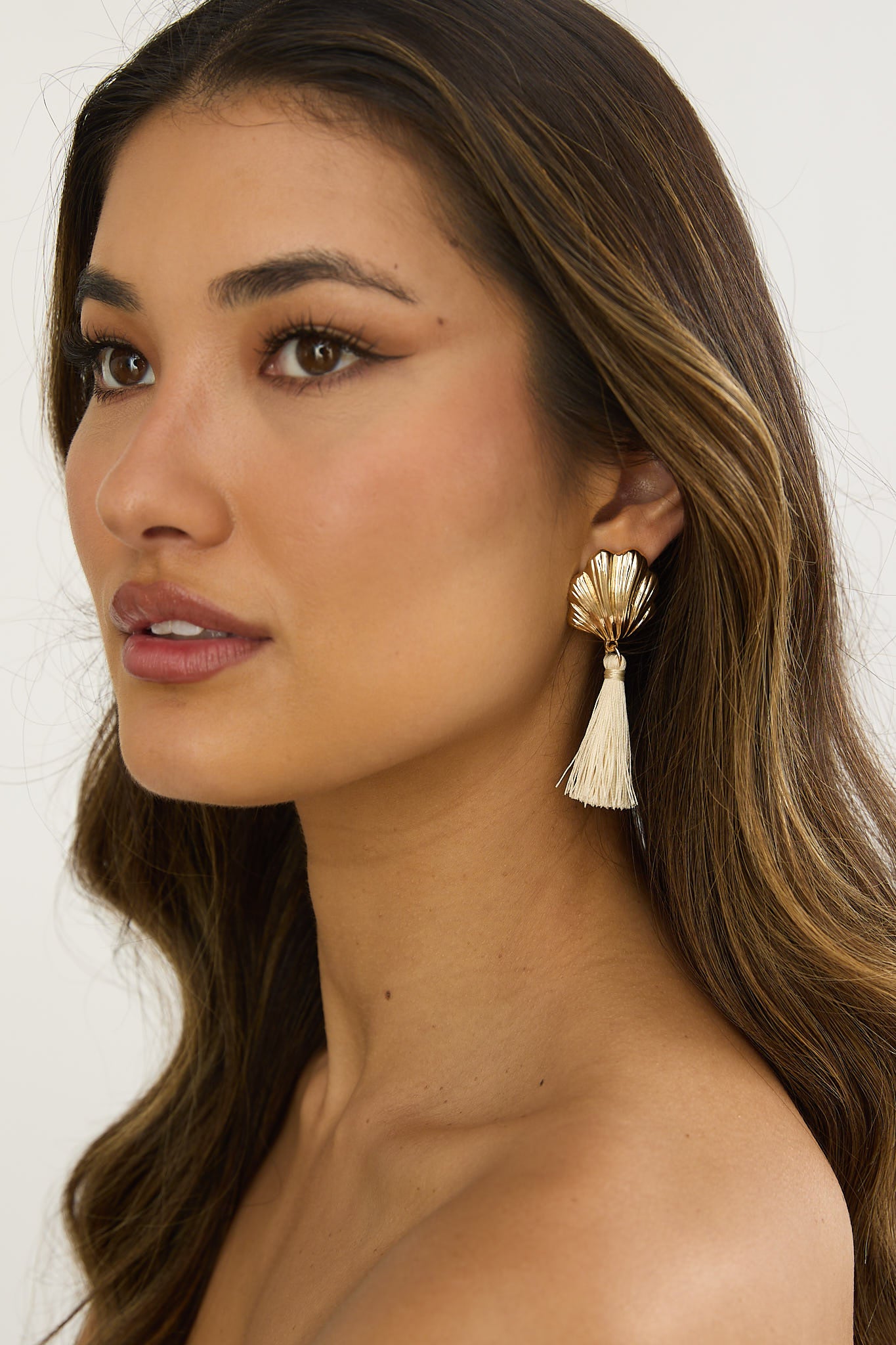 Alora Shell Tassel Earrings Gold/Ivory by Selfie Leslie Australia