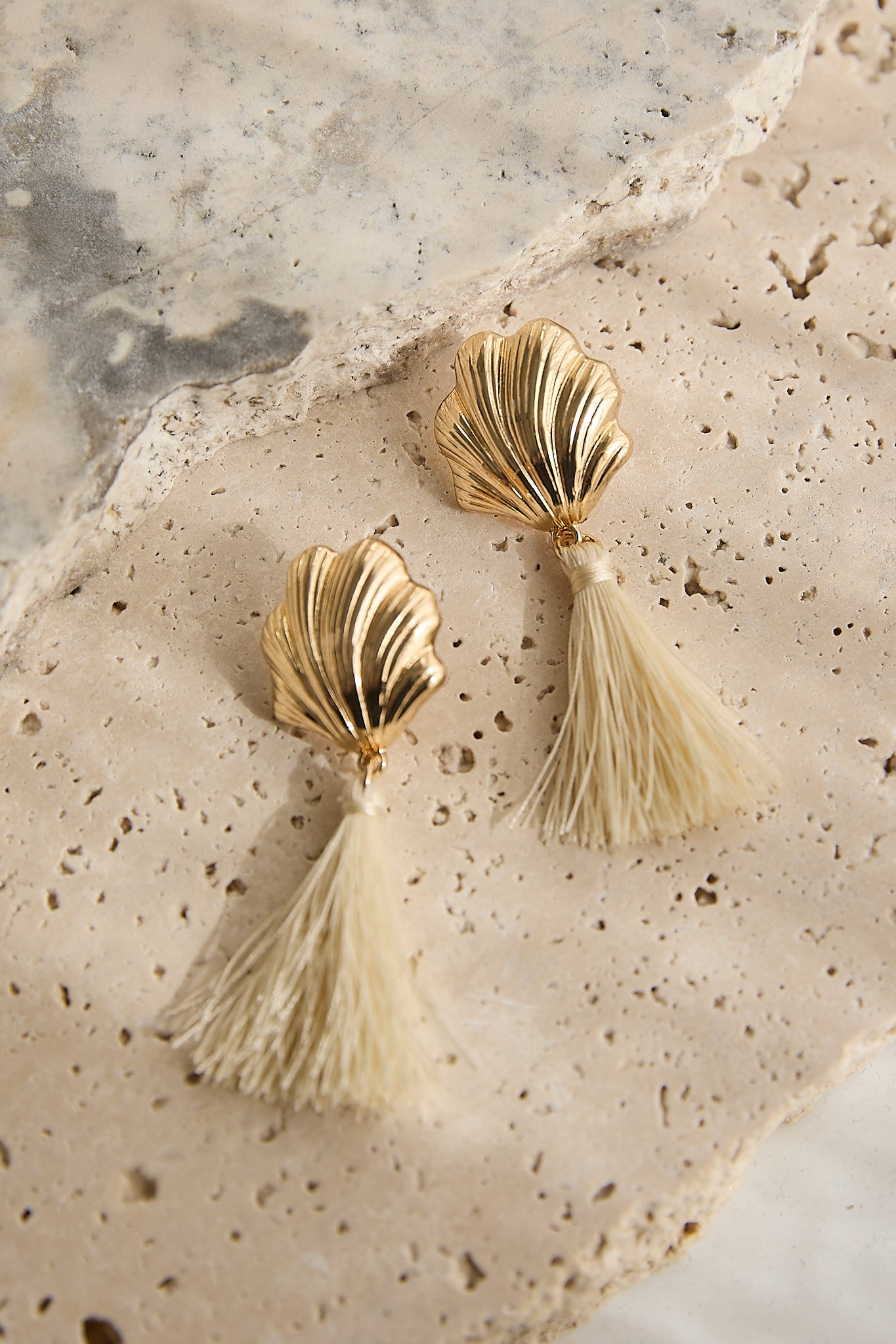 Alora Shell Tassel Earrings Gold/Ivory by Selfie Leslie Australia