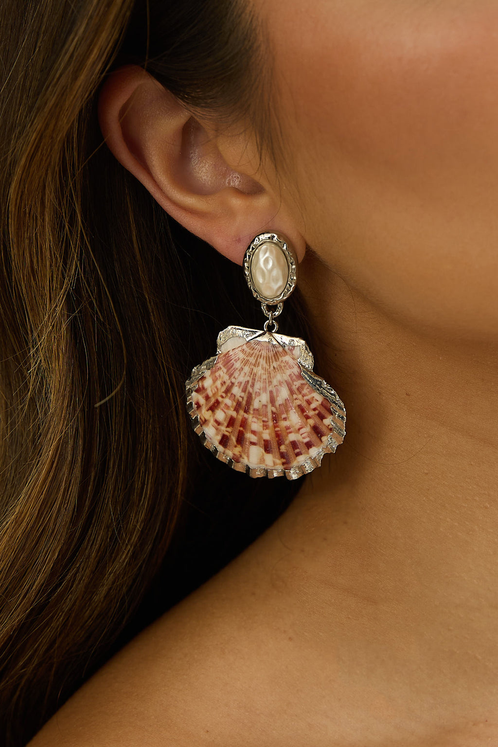 Dusti Pearl Drop Earrings Pink Shell by Selfie Leslie Australia