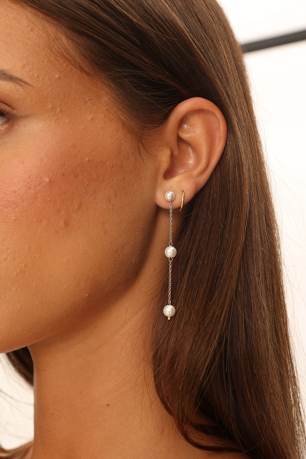 Ophir Chain Drop Earrings Gold Pearl by Selfie Leslie Australia