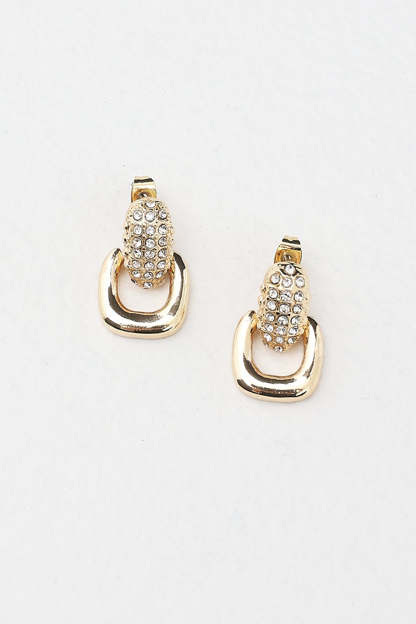 Memories Diamante Link Stud Earrings Gold by Selfie Leslie Australia