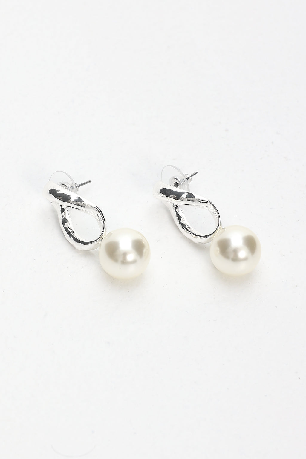 Krizia Drop Earrings Silver Pearl by Selfie Leslie Australia