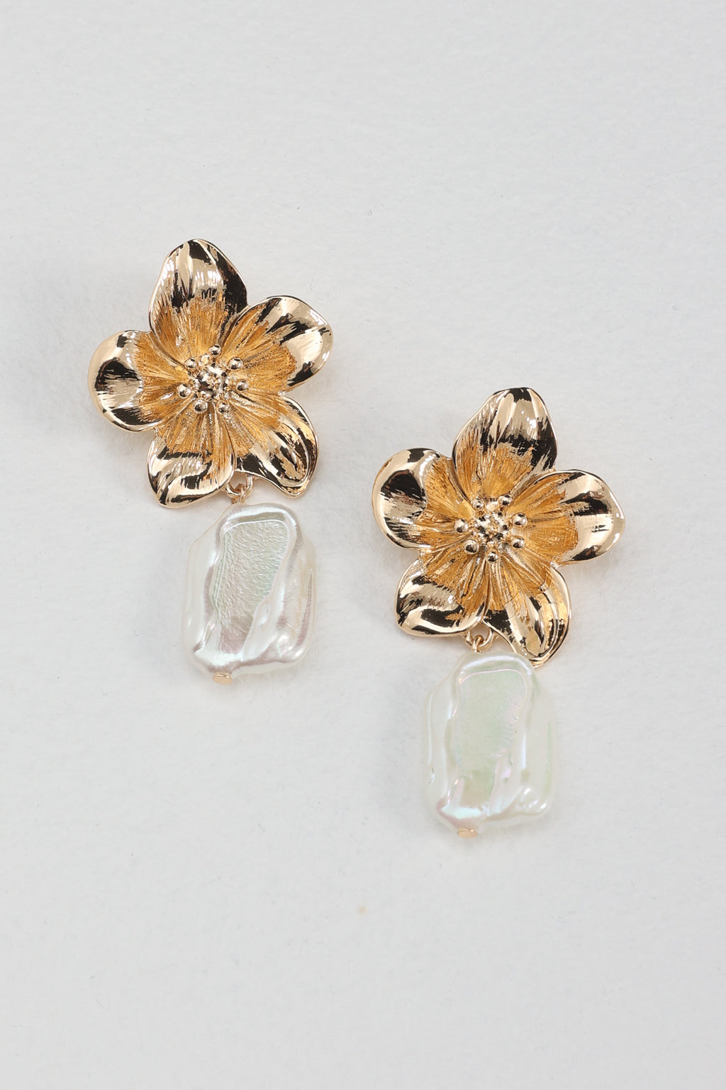 Araminta Floral Pearl Drop Earrings Gold by Selfie Leslie Australia