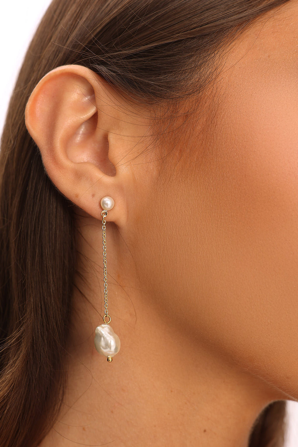Rosamund Pearl Drop Earrings Gold by Selfie Leslie Australia