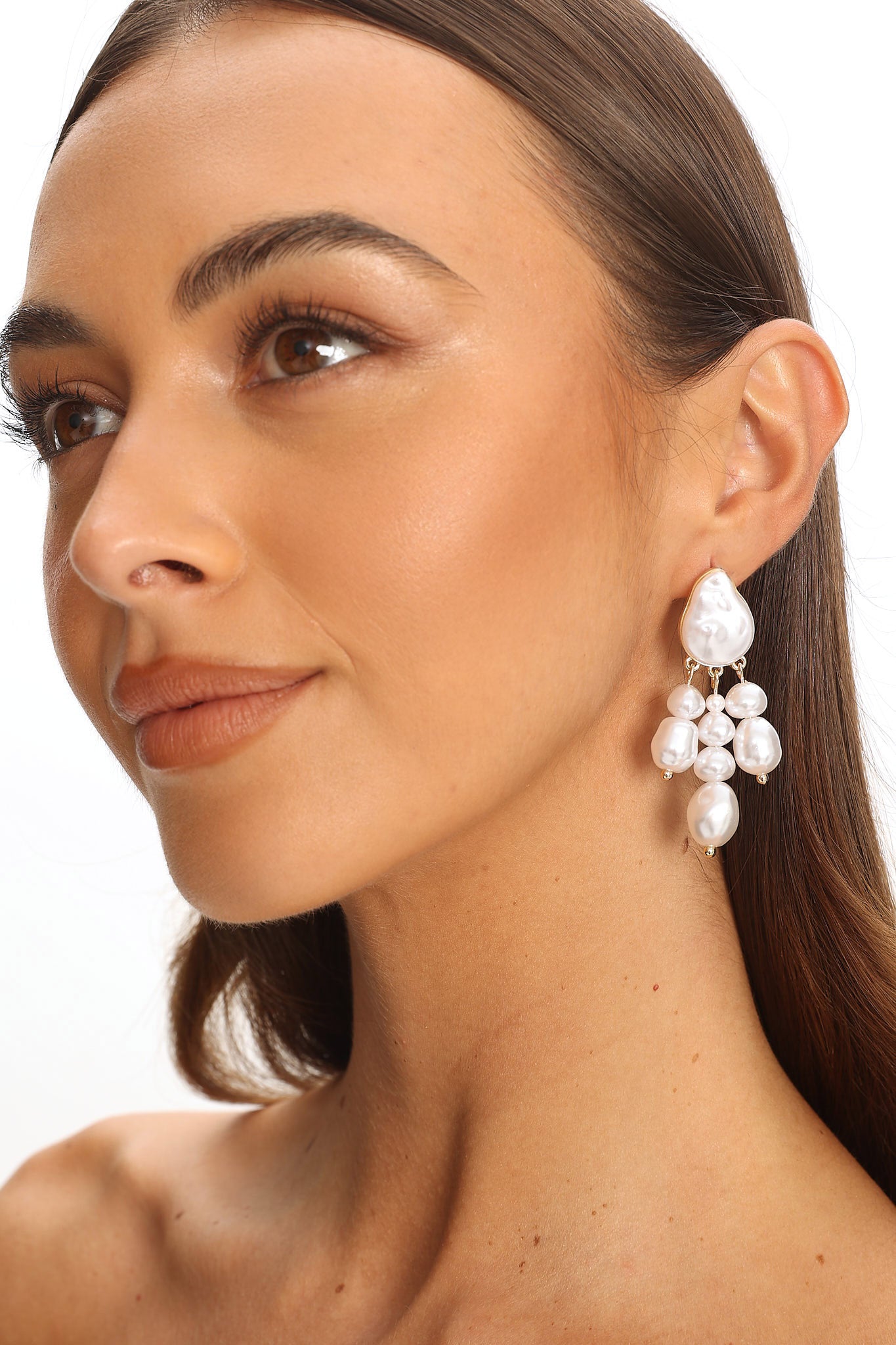 Eda Drop Pearl Earrings Gold by Selfie Leslie Australia
