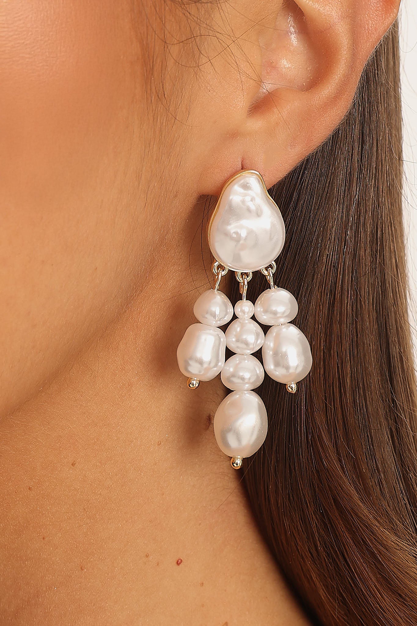 Eda Drop Pearl Earrings Gold by Selfie Leslie Australia